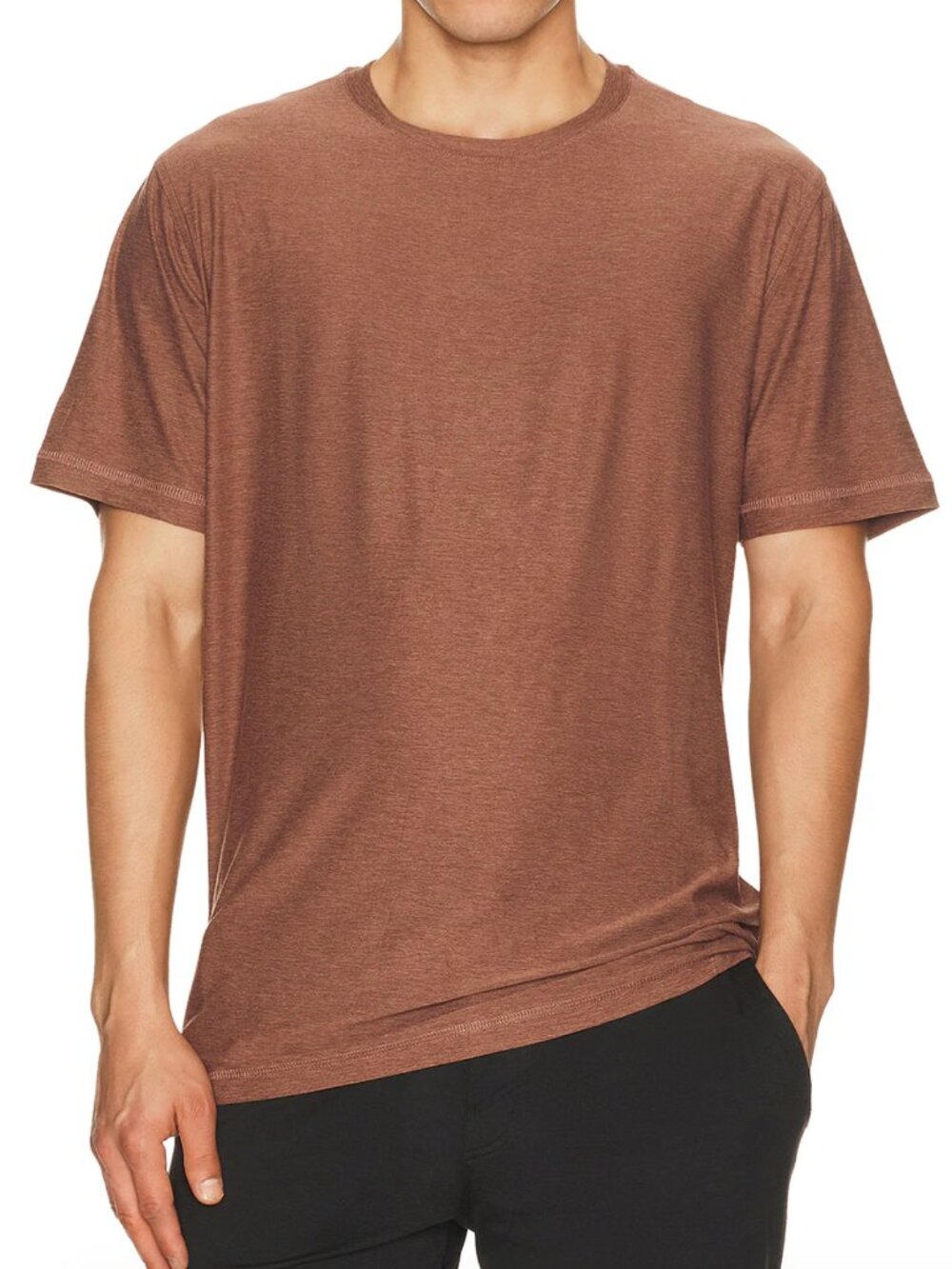 Vuori Strato Tech Tee Mens XL Brown Heather Performance Crew Short Sleeve